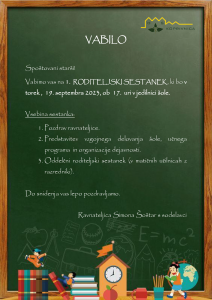 Vabilo na roditeljski sestanek